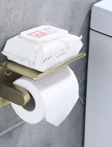  Toilettenpapierhalter aus Edelstahl 304, multifunktionaler Aufbewahrungsrollenpapierhalter für Badezimmer, 1 Stück