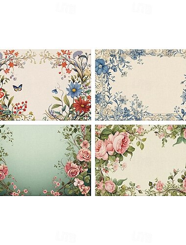  1 x Tischset mit Blumenmuster, 30,5 x 45,7 cm, Tischsets für Party, Küche, Esszimmer, Dekoration