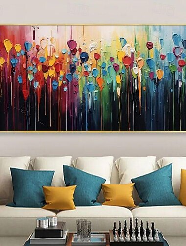  Handgefertigtes Ölgemälde auf Leinwand, Wandkunst, Dekoration, abstraktes, farbenfrohes, dickes Öl für die Inneneinrichtung, gerolltes, rahmenloses, ungedehntes Gemälde