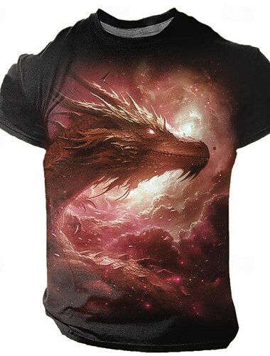  Bărbați Grafic Animal Balaur Tricou Manșon scurt Tricou Tipărire 3D Stil Nautic Cămașă Designer Casual Subcultura Sport exterior Concediu Ieșire Albastru piscină Albastru celest Roșu Primavara vara