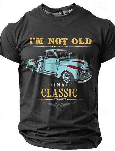  Homens Carro Camiseta Manga Curta Camiseta Impressão 3D Gola Redonda Camisa Designer Retro Vintage Estilo de rua Esportes Feriado Para Noite Preto Verde Tropa Azul Escuro Primavera Verão Roupa S M L