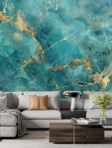  Papel pintado fresco abstracto azul oro 3D papel pintado mural de pared rollo de mármol pelar y pegar material extraíble de PVC/vinilo autoadhesivo/adhesivo necesario decoración de pared para sala de
