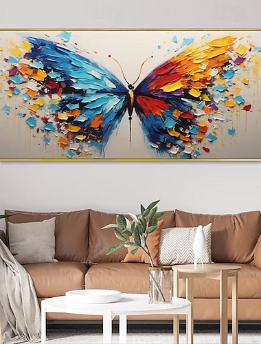  手描きのカラフルな飛行蝶家の装飾絵画手作り動物蝶の絵画カラフルな壁の装飾抽象アート印象派アートフレームなし