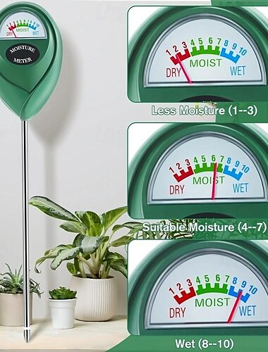  1 st bodemvochtmeter, bodemhygrometer voor planten, grondwatermeter binnen buiten, bodemvochtsensor voor tuin, gazon, verzorging van boerderijplanten