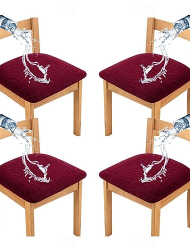  4 st stretch jacquard stolsfodral vattenavstötande stolsdynfodral, avtagbara tvättbara matstolsfodral anti-damm matsalsstolsfodral sittdynor underöverdrag