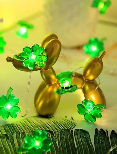  st. patrick's led-lichtsnoer iers carnaval groene hoed klavertje vier decoratief lichtsnoer
