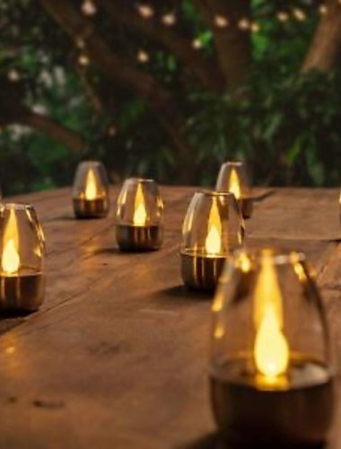  10 τμχ ηλιακά κεριά χωρίς φλόγα led φώτα τσαγιού κεριά νυχτερινό φωτιστικό χριστουγεννιάτικο πάρτι γενεθλίων γάμου διακόσμηση σπιτιού φως ατμόσφαιρας