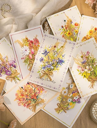  Flower Greeting Cards And Envelopes Perfect For Mother's Day Birthdays Valentine's Day Anniversaries Thanksgiving Gifts 1pc