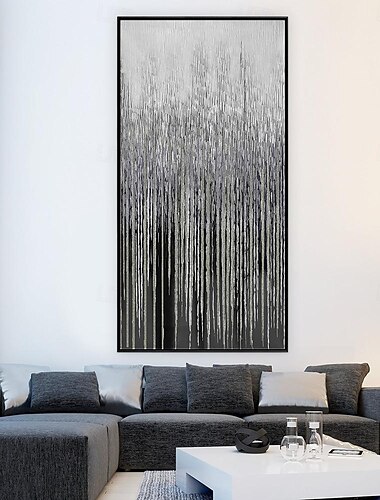  handgemaltes Wandkunst-Ölgemälde auf Leinwand – vertikales Gemälde, Wandkunst, abstraktes Gemälde, Einweihungsgeschenk – goldene Striche, Kunstwerk, Originalgemälde für Wohnzimmerdekoration