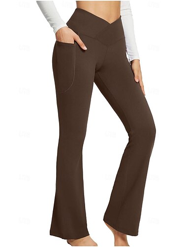  Femme Pantalon Casual Quotidien Toute la longueur Taille haute Plein Poches latérales Pantalon de Yoga Fluide Respirabilité Confortable Elastique Usage quotidien Sortie Noir Blanche Bleu Kaki