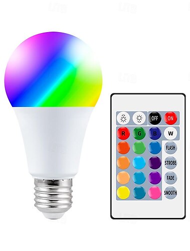 נורת LED rgb e27 נורה מתחלפת עם שלט רחוק 5w/10w 16 צבעים לבחירה נורת הצפה ניתנת לעמעום רב צבעים לחדר שינה למסיבה