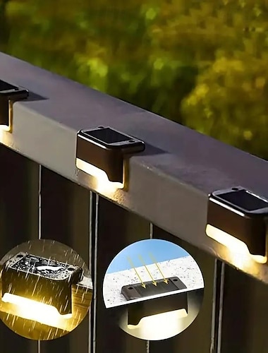  Solar Step Light Waterproof Courtyard Lights Fence Decor Wall Lamp Outdoor Railing Stair Step Decorative Lighting