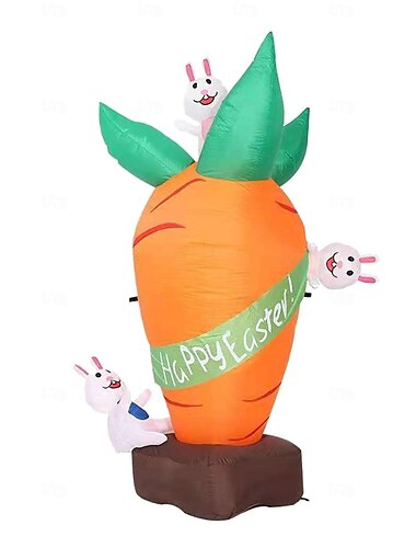  Lindo conejito inflable de Pascua con zanahoria para decoración exterior