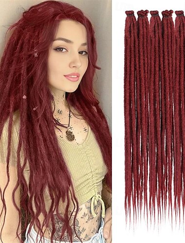  24palcové nástavce na dredy 20 pramenů hippie dready s jedním zakončením 0,6 cm šířka loc nástavce syntetické háčkované vlasy ve stylu reggae pro ženy a muže