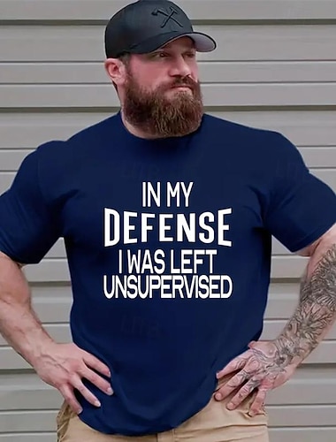  メンズ面白グラフィックTシャツ「私の防衛において、私は無監視の状態に置かれました」皮肉な印刷ショートスリーブ