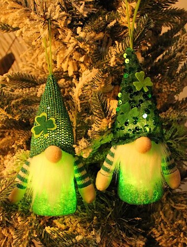  1 Stück Paillettenhut Elfenpuppe Weihnachtsbaum Anhänger st. Patrick's Day leuchtende Puppendekoration