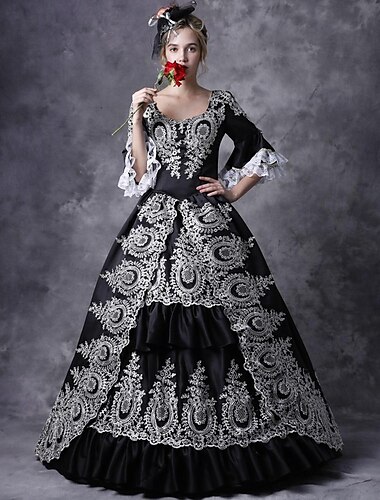  Gotisch Viktorianisch Vintage inspiriert Kleid Partykostüm Abschlussballkleid Prinzessin Shakespeare Einfarbig Ballkleid Damen Halloween Karneval Valentinstag Party Abendgesellschaft Maskerade