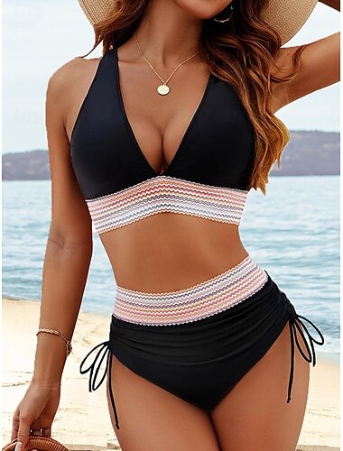  Per donna Normale Costumi da bagno Bikini Costume da bagno 2 pezzi Liscio Abbigliamento mare Vacanze Costumi da bagno