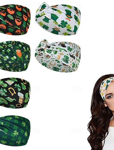  Kleeblatt irisch Kopfbedeckung Stirnband 6 Stücke Erwachsene Damen Mädchen Klassisch & Zeitlos Alltagskleidung Party Maskerade Karneval Maskerade St. Patrick's Day Einfaches Karnevalskostüm