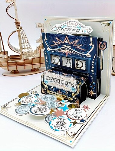  Grußkarte zum Vatertag, exquisite Grußkarte, Dankeschön-Grußkarte, Pop-up-Karte, 3D-Grußkarte, handgefertigte Grußkarte, Dankeskarte, Gedenkkarte, Nachrichtenkarte, 1 Stk