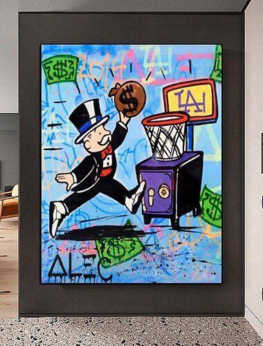  ručně malované Alec Monopoly art malba na plátně kreslený dolar obraz cuadros moderní nástěnný obraz do obývacího pokoje domácí dekorace připravené k zavěšení nebo plátno