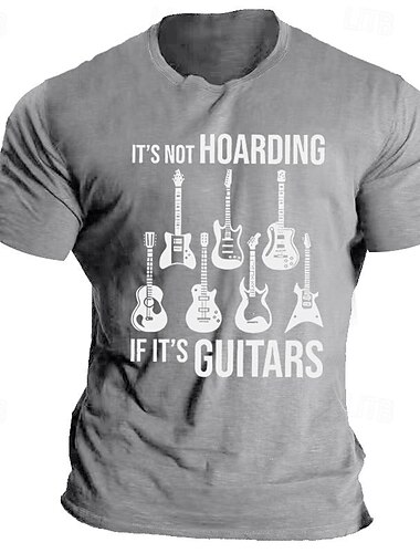  Musikfestival Herren Zitate & Sprüche Musikinstrument T Shirt Grafischen T-Shirt 100% Baumwolle Kurzarm Grafik Hemd Schwarz Blau Hellgrau Bequemes T-Shirt Urlaub Alltagskleidung Modedesigner-Kleidung