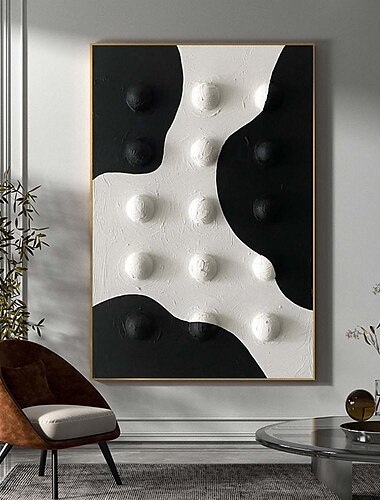  pintado a mano 3d pintura texturizada en negro arte abstracto en blanco y negro hecho a mano pintura en blanco y negro arte de pared en blanco y negro pintura al óleo texturizada arte de pared listo