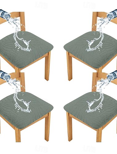  4 peças capas de assento de cadeira jacquard elásticas capa de almofada de cadeira repelente de água, capas de cadeira de jantar laváveis removíveis capas de cadeira de sala de jantar anti-poeira