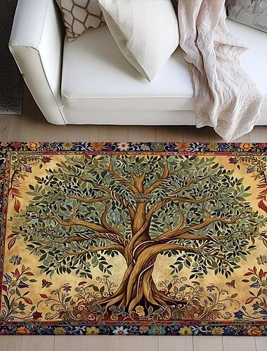  Baum des Lebens, Vintage-Boho-Teppich, Küchenmatte, rutschfeste, ölbeständige Bodenmatte, Wohnzimmerteppich, Innen- und Außenmatte, Schlafzimmerdekoration, Badezimmermatte, Eingangsteppich, Fußmatte