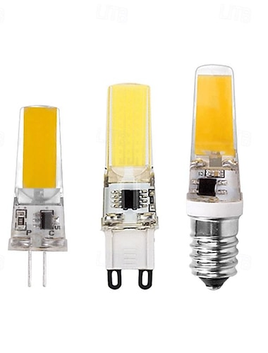  G4 G9 E14 LED-Glühbirnen, 3000 K warmweiß/6000 K weiße Beleuchtung, dimmbar, 3 W, entspricht 30 W, 220 V, COB-Silikonlicht für Unterschrankleuchte, Kronleuchter, Wohnmobil, Landschaftsbeleuchtung, 10