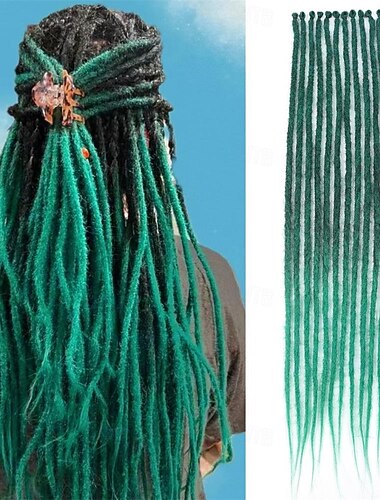  dreadlock extensions 1b/green dread extensions crochet loc extensions syntetické dreadlock extensions clip in dreadlocks prodlužování vlasů s jedním zakončením dreadlock háčkování do vlasů dread
