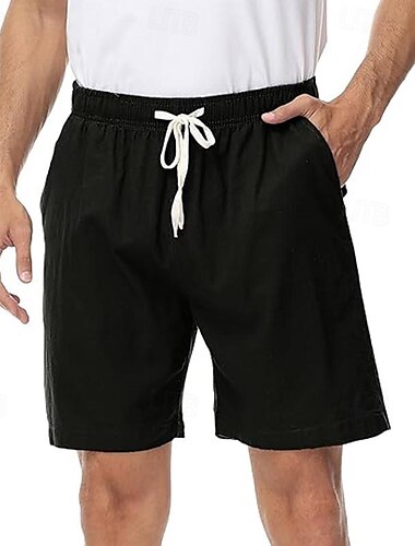  Herren Shorts Kurze Hosen Leinenshorts Kurze Hosen Sommer-Shorts Strandshorts Kurze Hosen Kordelzug Elastische Taille Glatt Komfort Atmungsaktiv Kurz Casual Täglich Strand Modisch Klassicher Stil