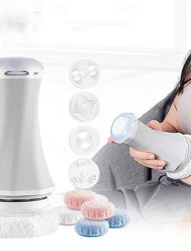  Appareil de massage corporel sans fil pour la cellulite, niveaux réglables avec 4 têtes amovibles, 6 coussinets de massage, ventre, taille, bras, jambes, fesses, ventre, aide à perdre du poids