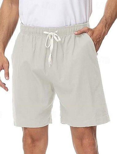  Herre Lyserøde shorts Linneshorts Sommer shorts Strandshorts Lomme Snørelukning Elastisk Talje Vanlig Komfort Åndbart Korte Ferierejse Ferie Strand Hawaiiansk Boheme Mørkebrun Militærgrøn