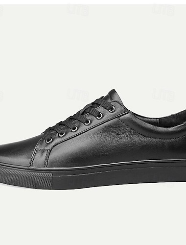  Voor heren Sneakers Jurk sneakers Leer Italiaans volnerf rundleer Anti-slip Veters Zwart Wit