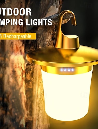  Lámpara retro para acampar al aire libre, gran capacidad, tipo c, carga rápida, 5w, tienda de campaña recargable portátil