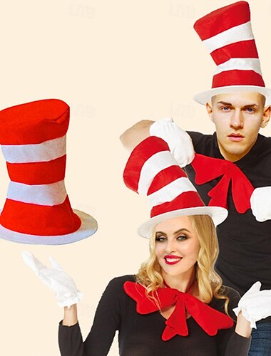  El gato en el sombrero Cosplay Traje de cosplay Guantes Sombreros Cosplay Cosplay de película for Hombre Mujer Adulto Carnaval Mascarada