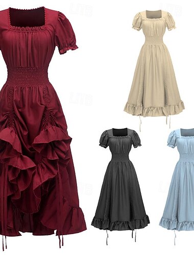  Retro vintage Middeleeuws Renaissance Chemise Keltische jurk Regency geïnspireerde jurk Ren Faire Viking Elf Dames Keltisch Piraat Fantasie Halloween Carnaval Maskerade LARP Volwassenen Kleding