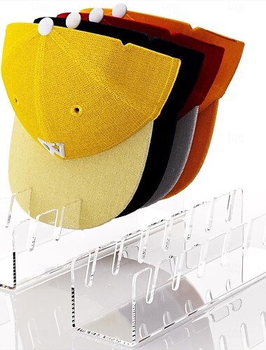  Soporte para sombreros de 2 piezas para gorras de béisbol, organizador de sombreros acrílico sin instalación para 14 gorras de béisbol, estantes para gorras de béisbol y organizador para dormitorio,