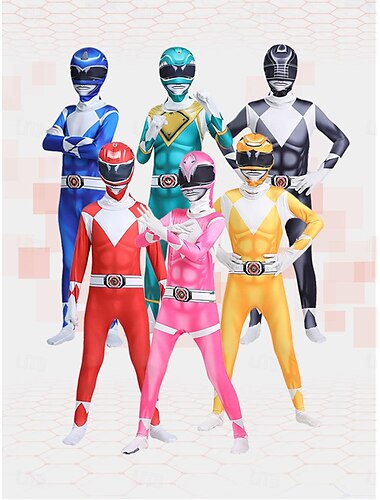  Hatalmas Morphin Power Rangers Tommy Oliver Szerepjáték Jelmezek Kezeslábas Férfi Női Fiú Filmsztár jelmez Szerepjáték Mindszentek napja Fekete Sárga Rózsaszín Mindszentek napja Farsang Álarcos