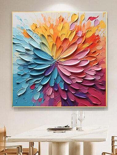  Pintura a óleo de textura grossa de cor original feita à mão em tela pintura de arte de parede para decoração de casa com moldura esticada/sem pintura de moldura interna
