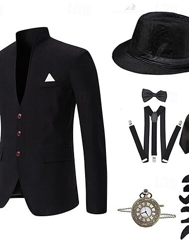 Vintage inspiriert Outfits Partykostüm Cosplay Einfarbig Stehkragen Herren Halloween Leistung Alltagstauglich Party / Cocktail Erwachsene Mantel Hut Krawatte Ganzjahres