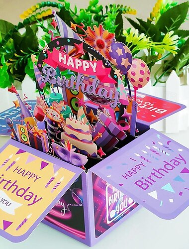  cadeaux de fête des femmes nouvelle carte de voeux colorée joyeux anniversaire 3d créative à la main papier creux sculpture carte d'anniversaire boîte 3d cadeaux de fête des mères pour maman