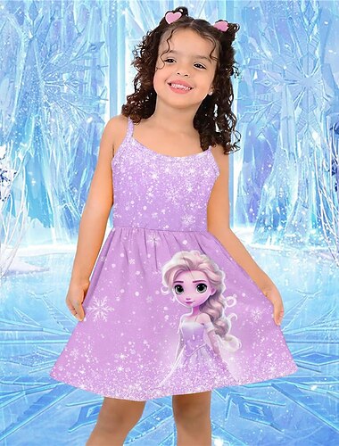  3D-Prinzessinnen-Cami-Kleid für Mädchen, rosa, ärmellos, 3D-Druck, Sommersport & Outdoor, Alltag, Urlaub, süß, lässig, schön, für Kinder von 3–12 Jahren, lässiges Kleid, Trägerkleid über dem Knie,