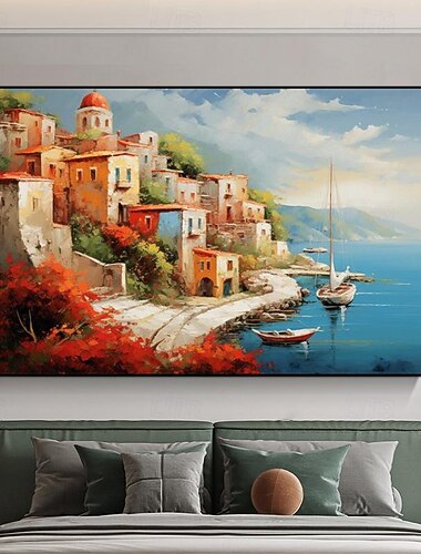  ručně malované středozemní scenérie chodba olejomalba malba na plátno krajina nástěnné umění obrázku obývací pokoj home decor no frame