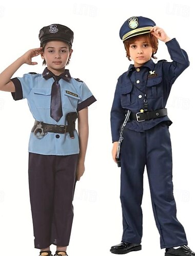  Garçon Fille Policier / Policière Costume de Cosplay Tenue Pour Halloween Carnaval Mascarade Cosplay Enfant Haut Pantalon Plus d'accessoires