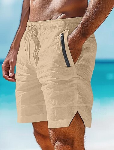  Herren Shorts Kurze Hosen Leinenshorts Kurze Hosen Sommer-Shorts Strandshorts Kurze Hosen Tasche Kordelzug Elastische Taille Glatt Komfort Atmungsaktiv Kurz Casual Täglich Festtage Modisch Klassicher