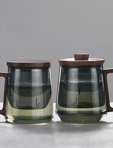  Taza de té de vidrio con tapa, taza con filtro, taza de separación de té simple de gran capacidad