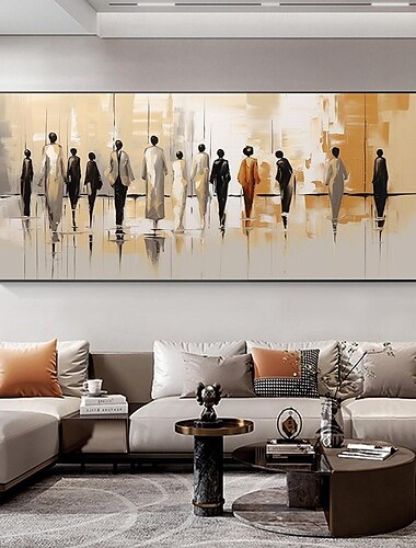  pictura în ulei de peisaj de oameni moderni abstracte pictate manual pe pânză pictură mare de artă de perete plimbări pe stradă pictură opere de artă minimaliste pentru living artă decor acasă