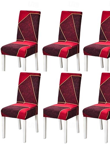  Set de huse pentru scaune de sufragerie din spandex elastic 4/6 buc, husa de protectie scaun elastic cu imprimeu geometric husa de scaun cu banda elastica pentru sala de mese, nunta, ceremonie,